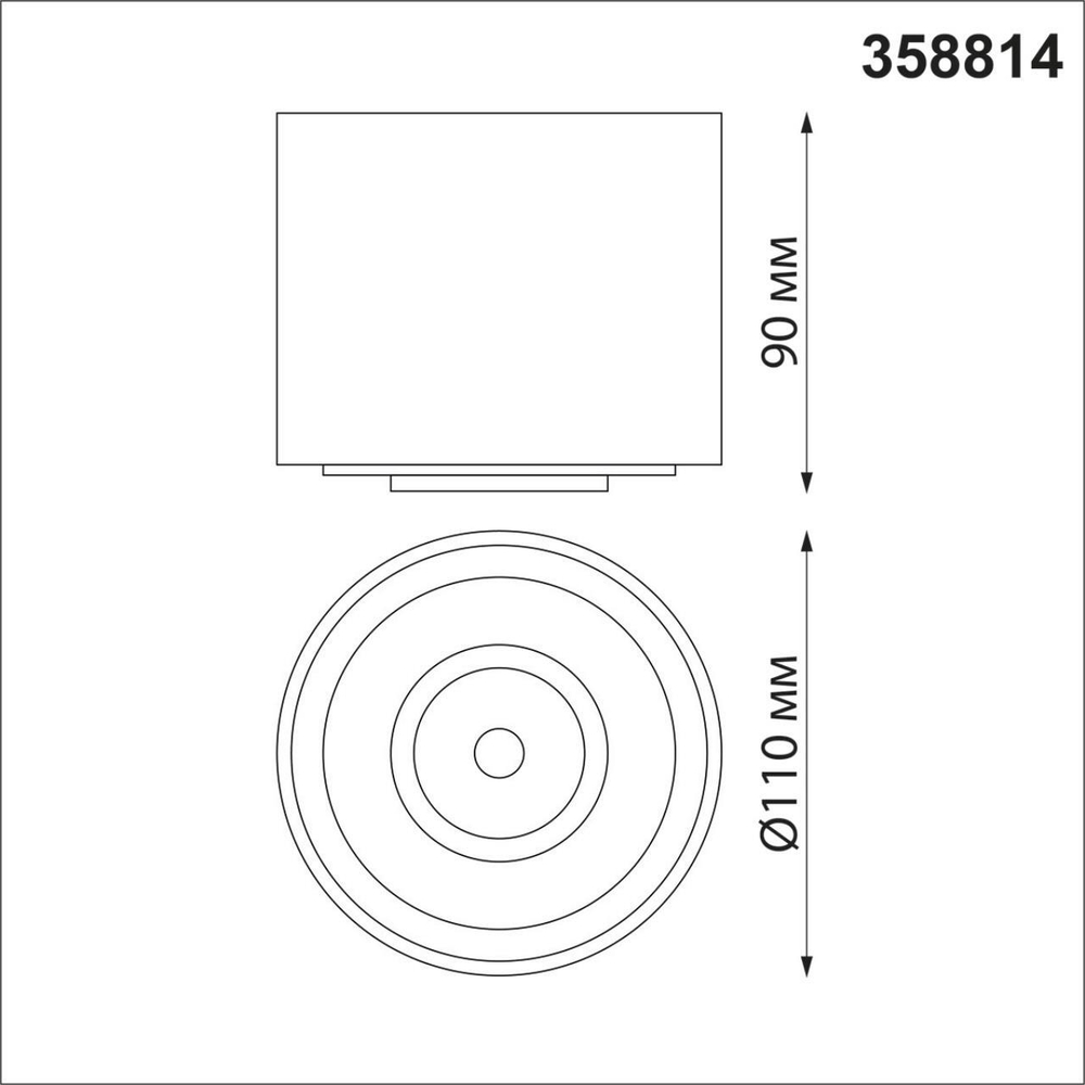 358814 OVER NT21 151 черный Накладной светодиодный светильник IP20 LED 18W 1600Лм 4000K 220V GESSO