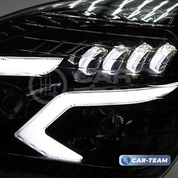 Фары Газель Бизнес передние в стиле Mercedes AMG с 4-мя Bi LED модулями и плавающими поворотниками, черная маска (Китай)