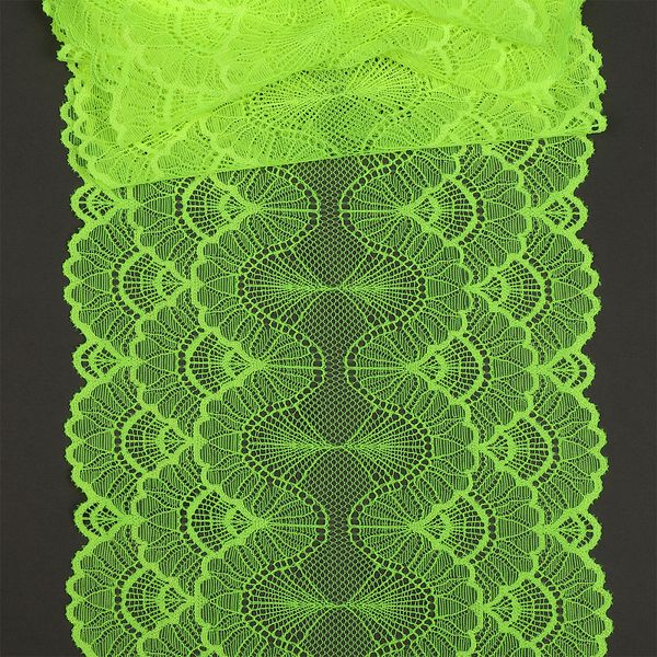 Кружево бельевое эластичное 195 мм / 10 метров, 8034, цв.F229 зелено-желтый неон, Kruzhevo