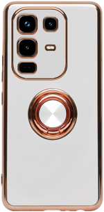 Стильный глянцевый чехол для INFINIX NOTE 50 / 50 PRO с кольцом-подставкой и бархатной подкладкой