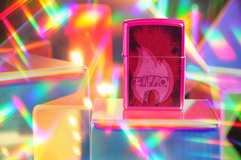 Зажигалка ZIPPO Pulse с покрытием Frequency, латунь/сталь, малиновая, глянцевая, 38x13x57 мм, шт