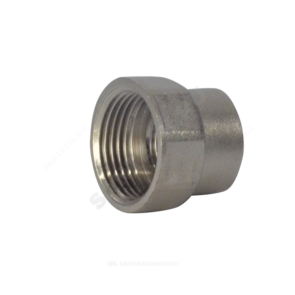 Муфта латунь никель переходная Ду 15х10 (1/2"х3/8") ВР/ВР RTP (РосТурПласт) 25170