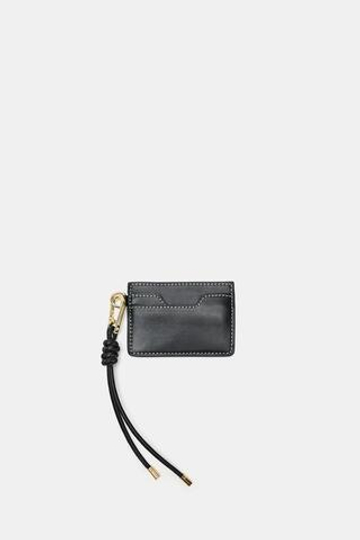 ZARA КОЖАНЫЙ КОШЕЛЕК-КАРТХОЛДЕР, ЧЕРНЫЙ