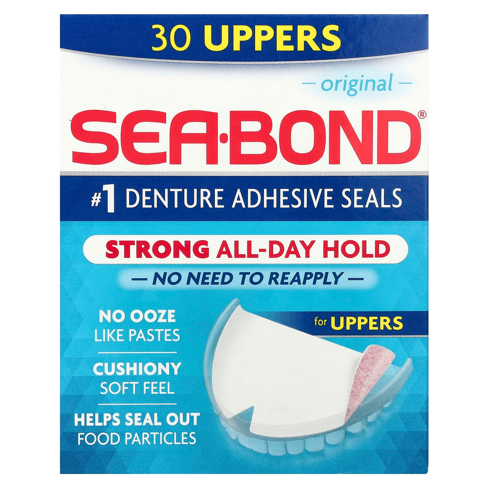SeaBond, Адгезивные пломбы для зубных протезов, оригинальные, 30 шт.