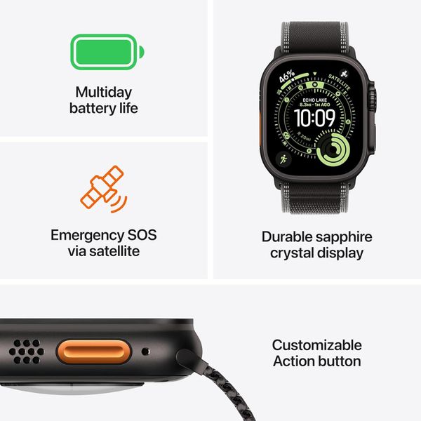 Умные часы Apple Watch Ultra 3 49 мм черный титан, ремешок Alpine черного цвета (S)