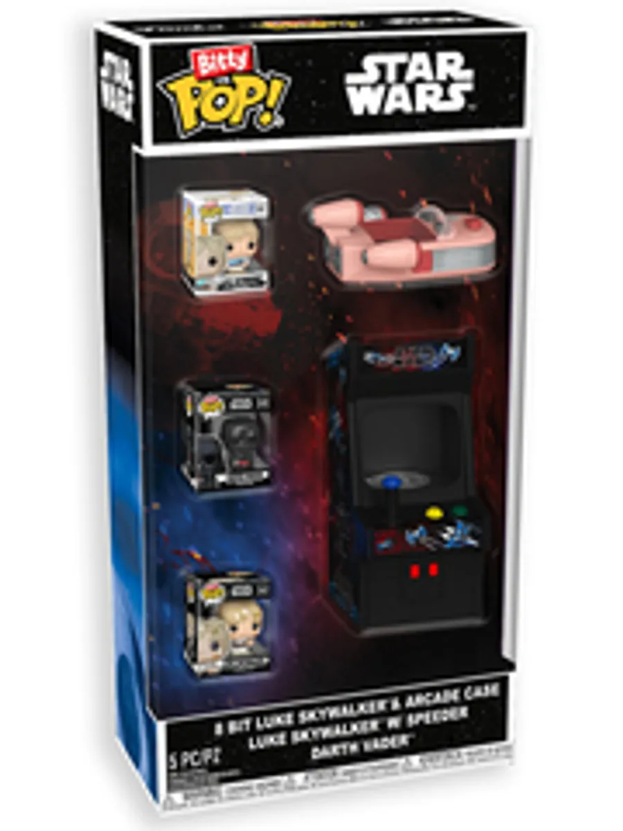 Набор Funko Bitty POP! Star Wars: 8 Bit Luke & Arcade Case + Luke & Speeder + Darth Vader