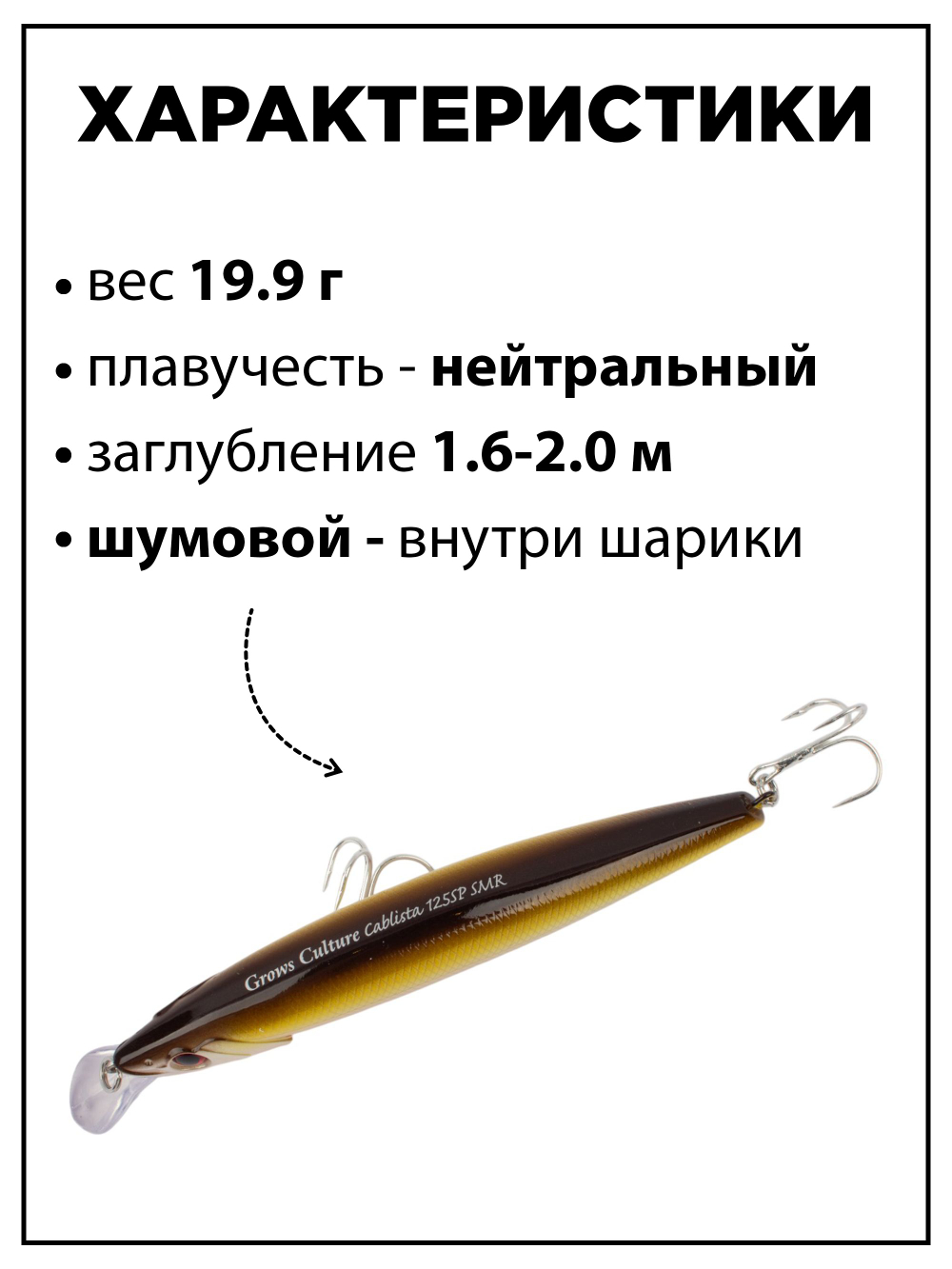 Воблер минноу Cablista 125SP SMR 19.9 г цвет #02