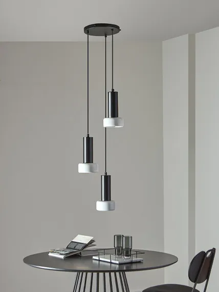 Светильник подвесной каскадный fungus, D14х24 см, белый/черный