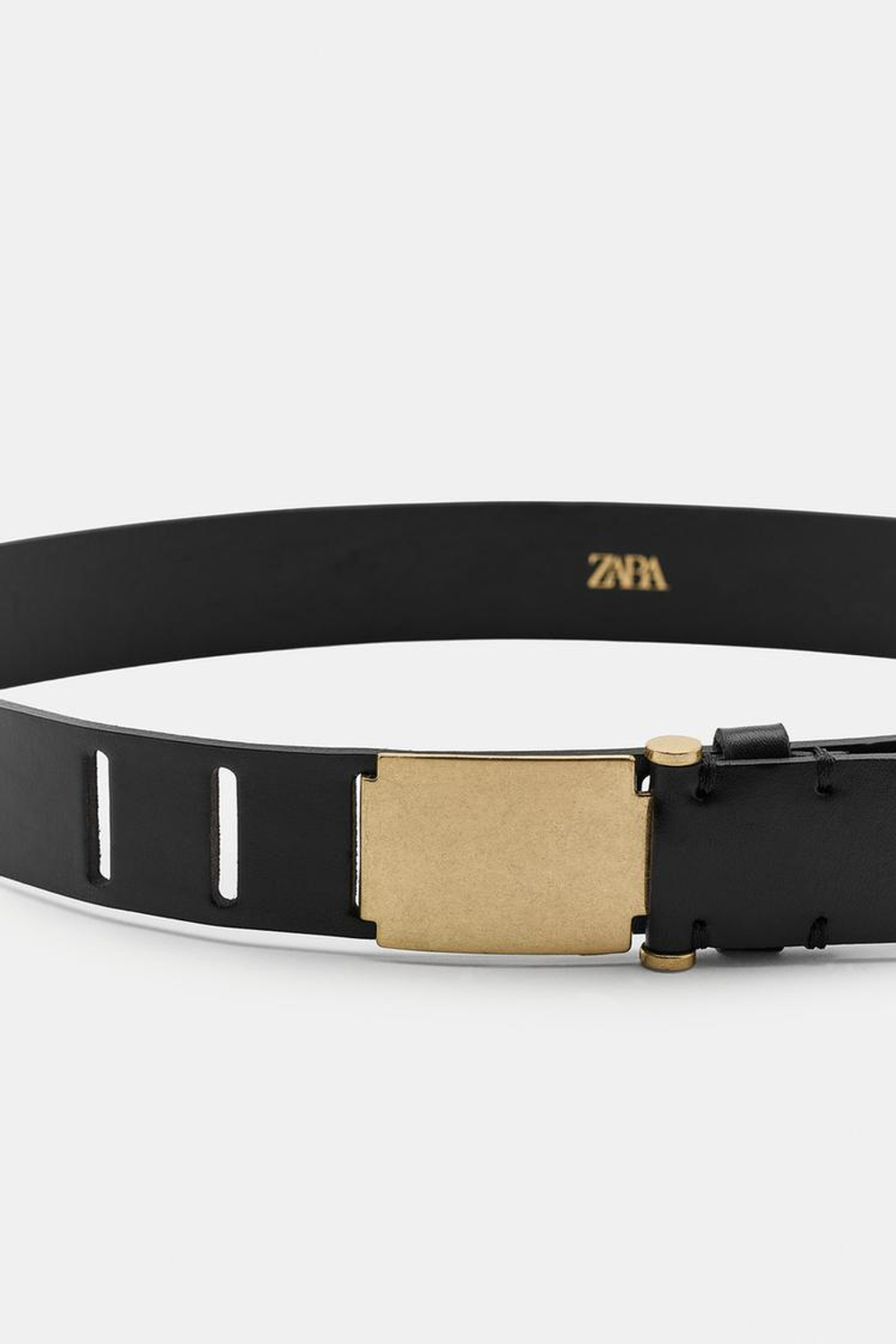 ZARA КОЖАНЫЙ РЕМЕНЬ 100% С ПРЯЖКОЙ, ЧЕРНЫЙ