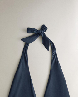 ZARA HOME КУПАЛЬНИК С V-ОБРАЗНЫМ ВЫРЕЗОМ, СИНИЙ