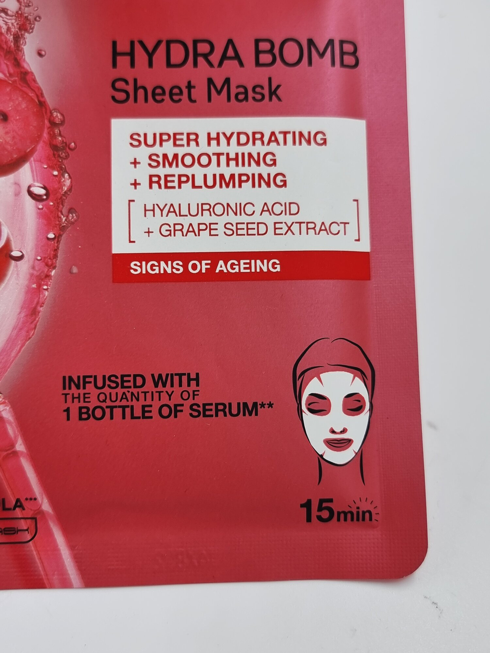Garnier тканевая маска для лица с экстрактом виноградных косточек и гиалуроновой кислотой 28 г