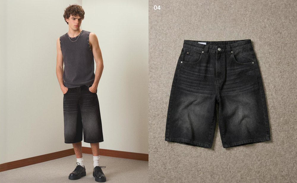 Мужские джинсовые бермуды baggy fit, арт. 1890/388 - BERSHKA