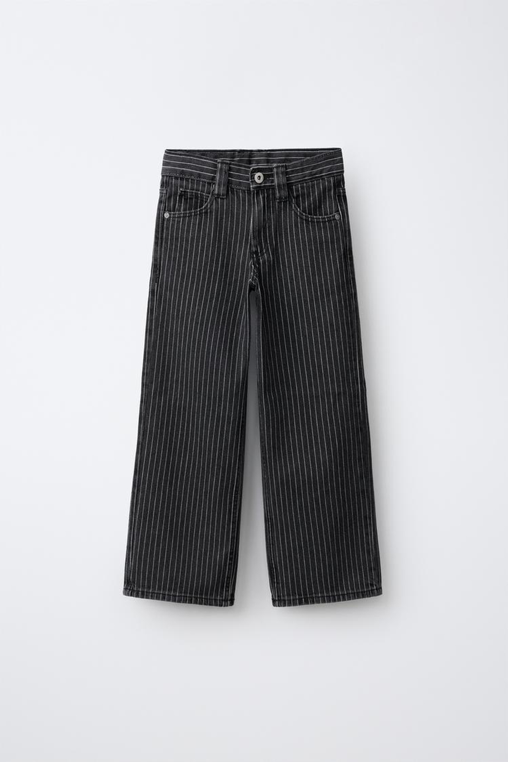 ZARA ДЖИНСЫ WIDE LEG В ПОЛОСКУ, ЧЕРНЫЙ