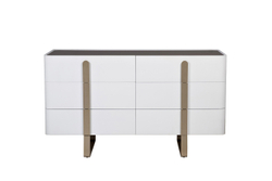 Комод Garda Decor светлый с металлическим каркасом и стеклянной столешницей 77IP-20861