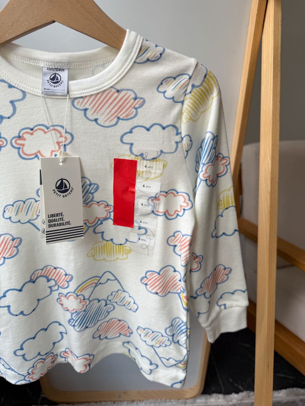 Новый хлопковый лонгслив Petit Bateau, 104