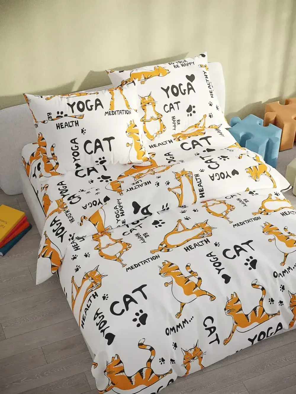 Наволочка комплект 2шт Полисатин Мечта "YogaКот" 50x70 см на молнии