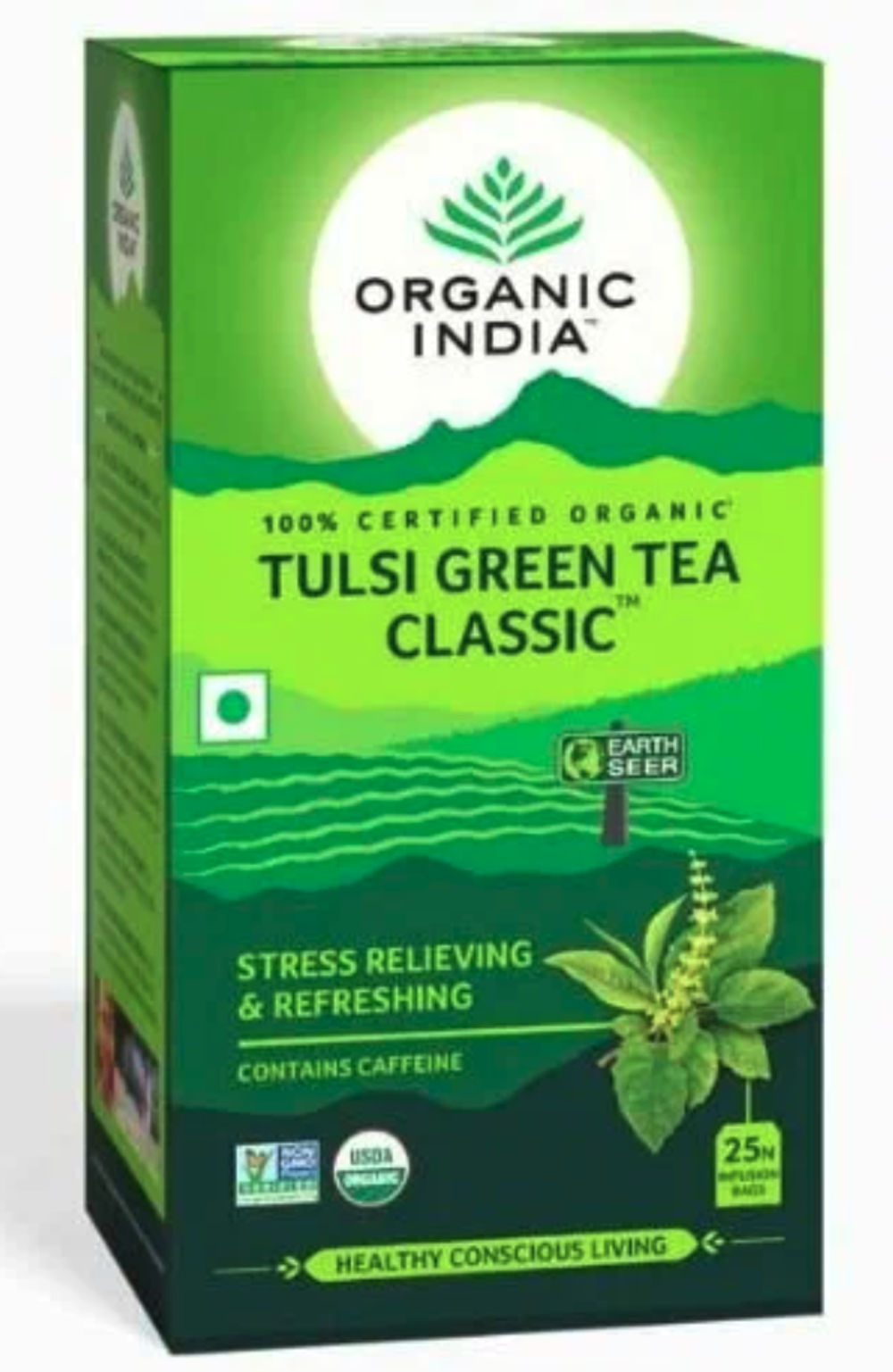 Чай в пакетиках зеленый туласи Tulasi green tea Organic India