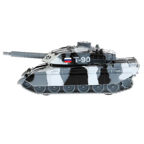 Машина металл свет+звук ТАНК t-90 13 см, подвиж. дет., инерция, кор. Технопарк