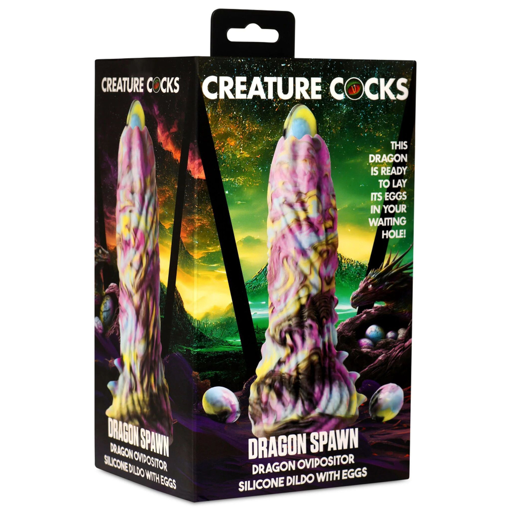 Фантазийный фаллоимитатор Dragon Spawn Dragon Ovipositor Silicone Dildo with Eggs - 18,5 см. (Цвет: разноцветный)