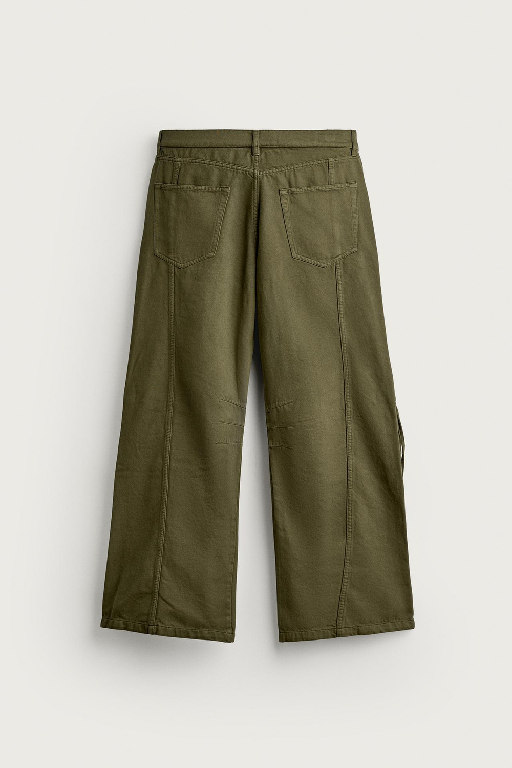 ZARA БРЮКИ КАРГО RELAXED FIT С КАРМАНАМИ, ЗЕЛЕНЫЙ