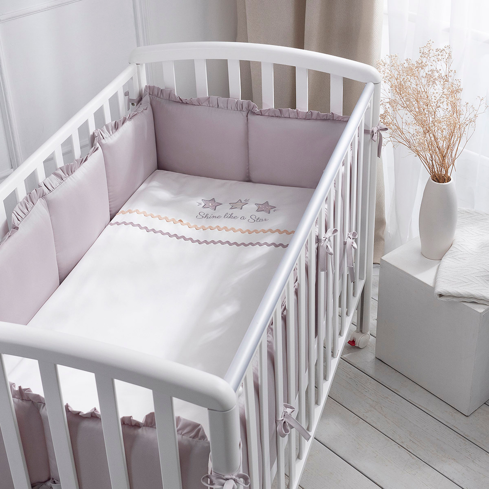 Комплект белья для классической кроватки Toys Sateen 6 предметов цвет серый