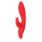 Красный вибратор-кролик 5’’ Silicone Kissing - 20,2 см. (Цвет: красный)
