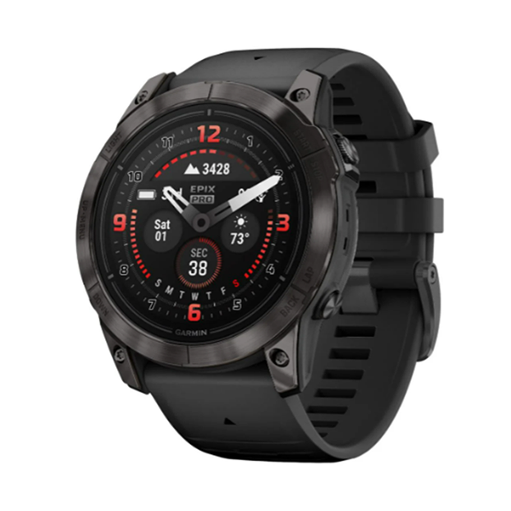 Умные часы Garmin Epix Pro (Gen 2) 47 мм Sapphire Edition титан DLC Carbon Grey с черным ремешком