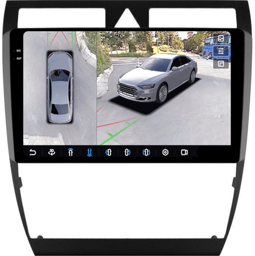 Магнитола для Audi A6 C5 2001-2004 - FarCar BX102M-360 монитор 9.5" 2K QLED на Android 13, Быстрая, CarPlay, 4G SIM-слот, 4 камеры в комплекте