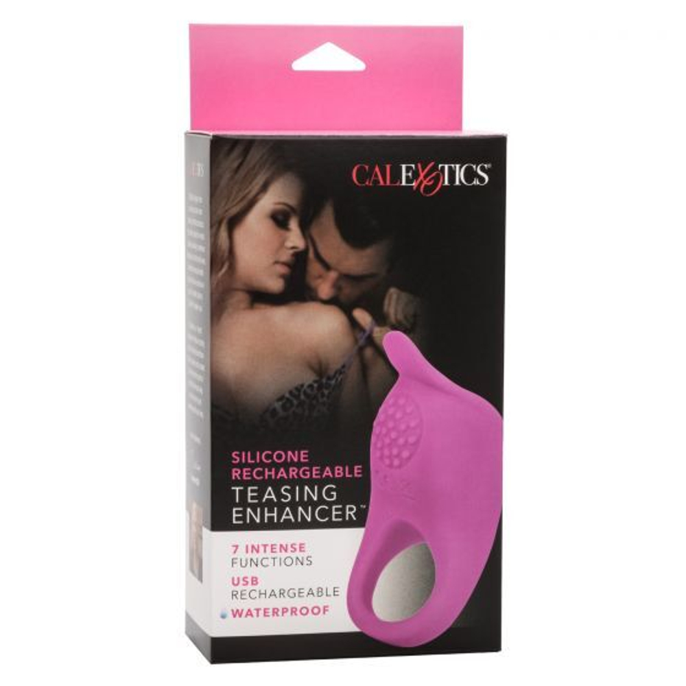 Ярко-розовое эрекционное виброкольцо Silicone Rechargeable Teasing Enhancer (Цвет: ярко-розовый)