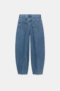 ZARA ДЖИНСЫ TAPERED С ВЫСОКОЙ ПОСАДКОЙ — ZW COLLECTION, СИНИЙ