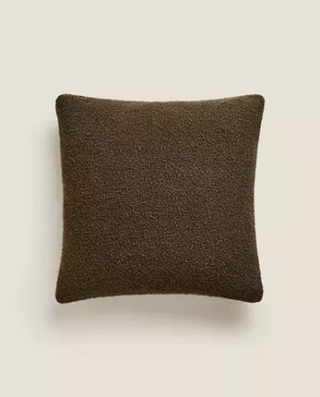 ZARA HOME ЧЕХОЛ НА ПОДУШКУ ИЗ ТКАНИ БУКЛЕ, ХАКИ