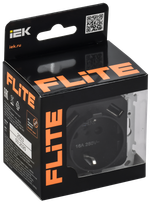 FLITE Розетка 1-местная с заземлением с защитными шторками 16А с USB A+A 3,1А безвинтовое крепление РСЮша11-1-ФлЧ черный IEK