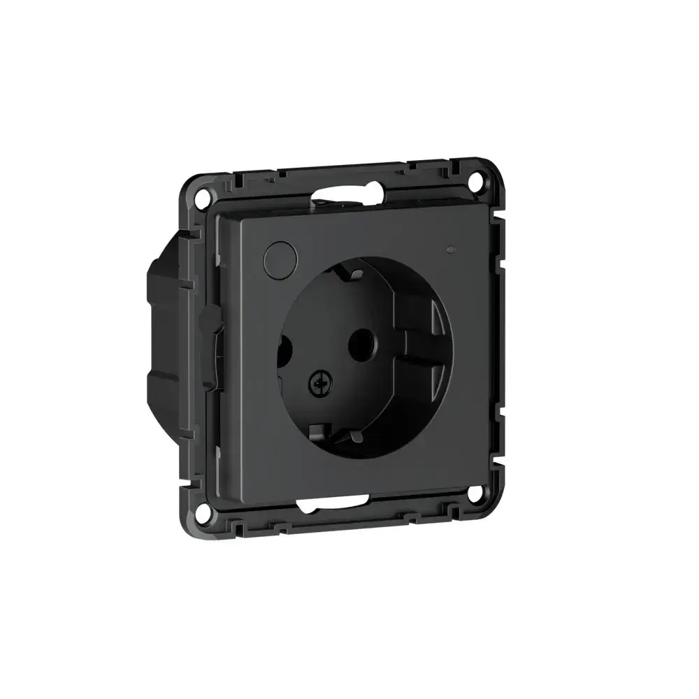 ATLASDESIGN SMART РОЗЕТКА с заземл., со шт., Zigbee, L+N, 16А, мех., КАРБОН