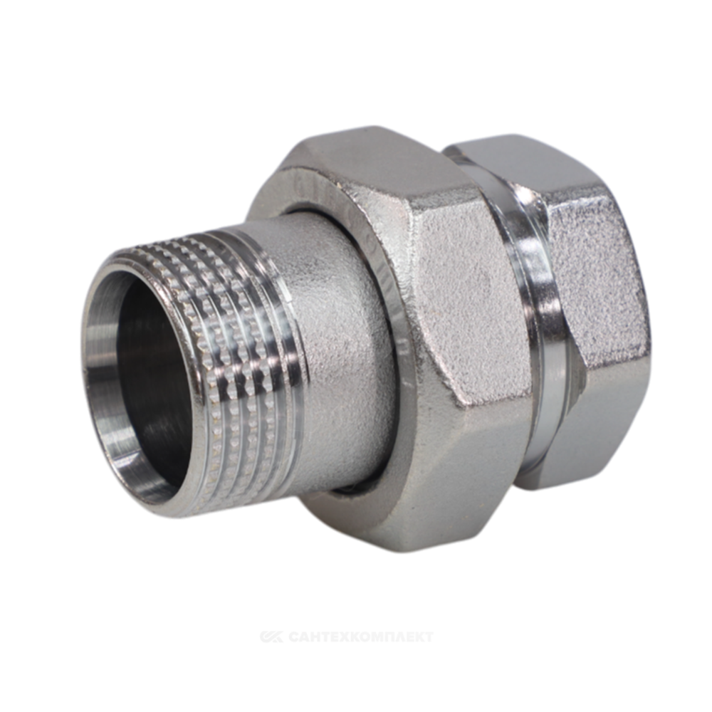 Соединитель латунь хром американка Ду 40 (1 1/2") прямой ВР/НР R18 Giacomini R18X017