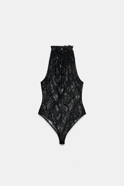 ZARA БОДИ-ХАЛТЕР ИЗ КРУЖЕВА, ЧЕРНЫЙ