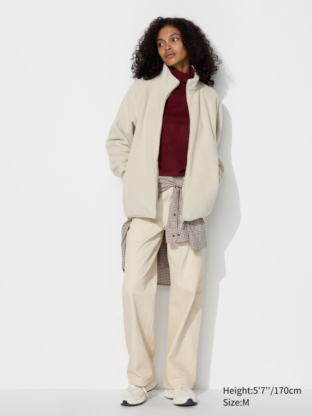 UNIQLO Флисовая куртка на молнии, кремовый