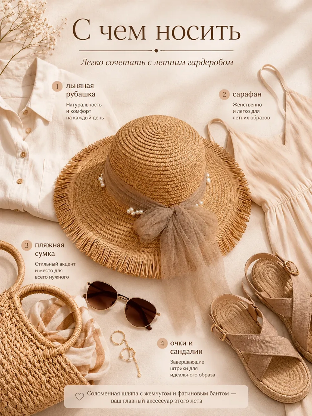 Соломенная шляпа летняя плетеная пляжная с бахрамой