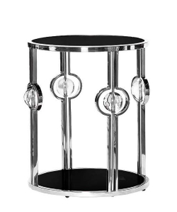 13RXET6034-SILVER Стол журнальный стекло черн./серебро50*50*60см
