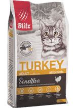 Сухой корм для кошек Blitz Sensitive Turkey Adult Cat All Breeds с индейкой, 2 кг