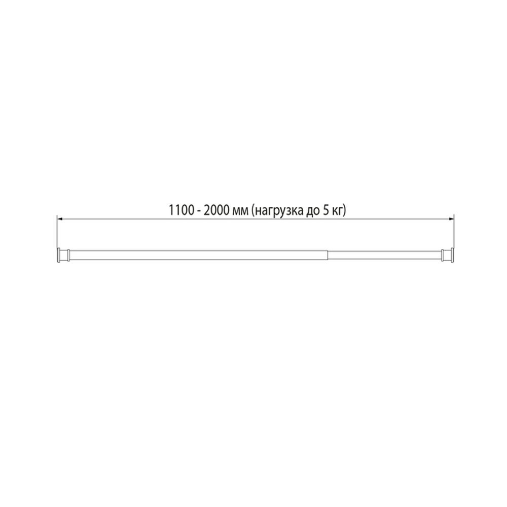 Карниз для ванной хром глянцевый 1,10*-2,00 см  Элеганте (Elegante) IDDIS  RSC0120i14 без колец