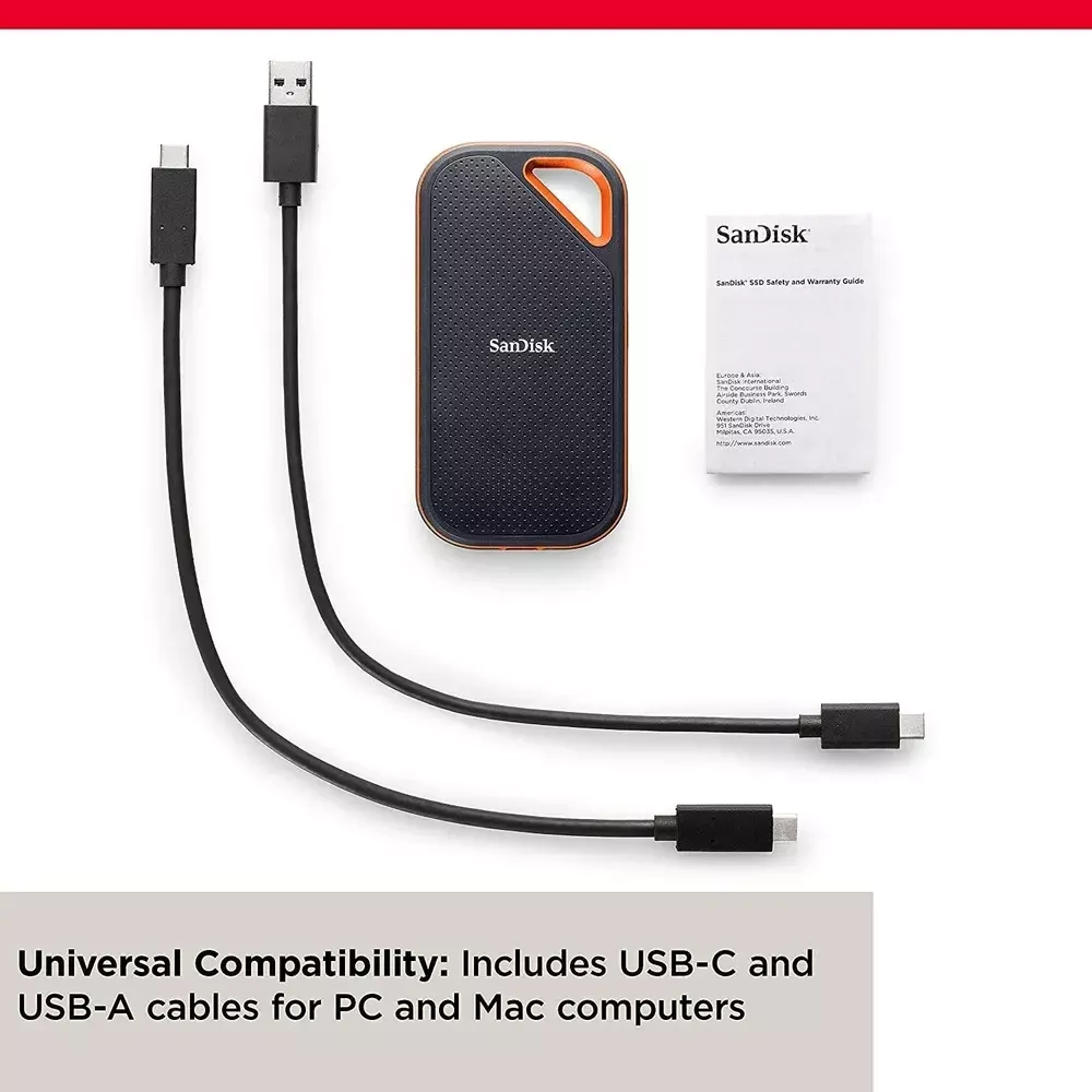 1 ТБ Внешний SSD SanDisk Extreme Portable V2, USB 3.2 Gen 2 Type-C, черный