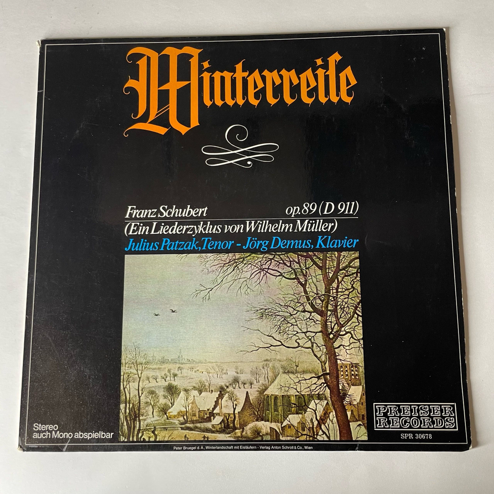 Винтажная виниловая пластинка LP Franz Schubert Франц Шуберт, Julius Patzak, Jorg Demus, Winterreise (Австрия 1977)