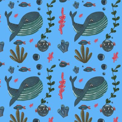 морская на голубом фоне