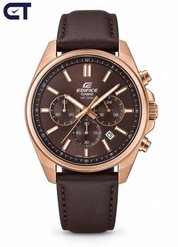 CASIO EFV-650CL-5AVUDF EDIFICE мужские наручные часы — мужская модель на кожаном ремешке с коричневым циферблатом