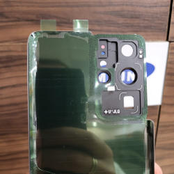 Крышка для Samsung S21 Ultra - задняя стеклянная панель "хорошее качество" (серого цвета)