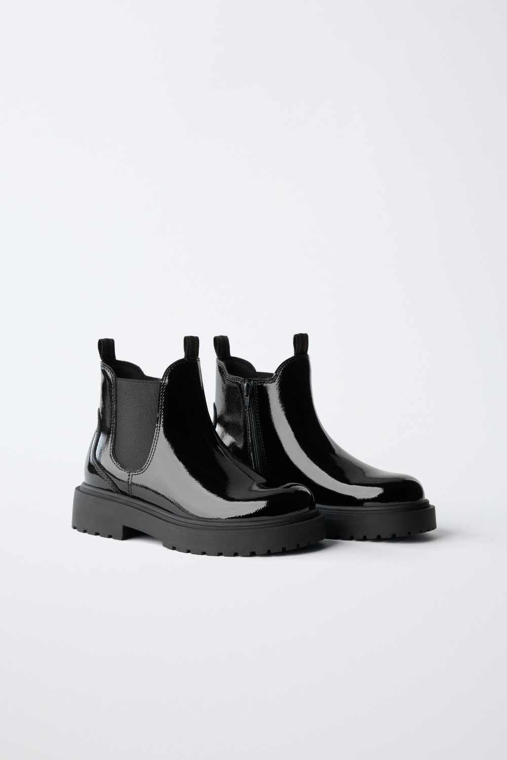 ZARA ЛАКИРОВАННЫЕ БОТИНКИ, ЧЕРНЫЙ