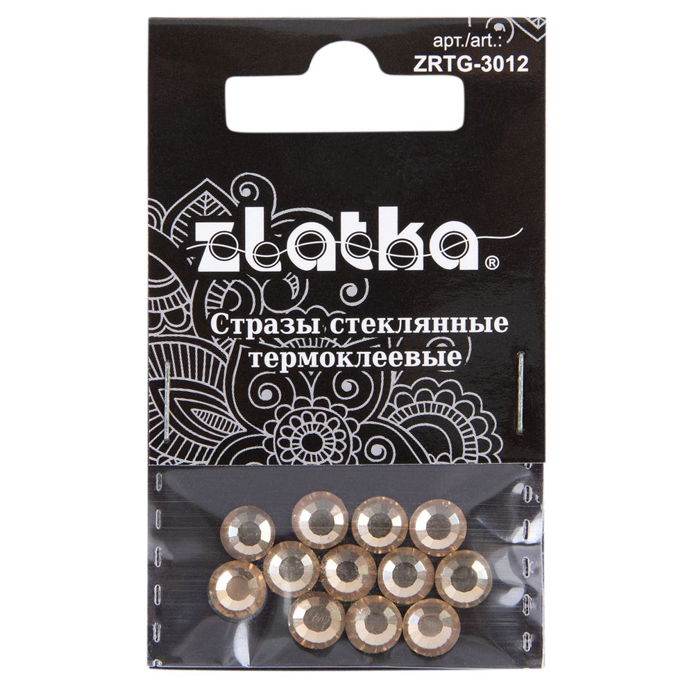 Стразы клеевые стекло 6.5 мм, 5х12 шт, SS30 №16 желтый (Light Colorado Topaz), Zlatka ZRTG-3012