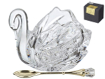 Икорница "Лебедь Muza Crystal" с ложкой 11*7*8,5см