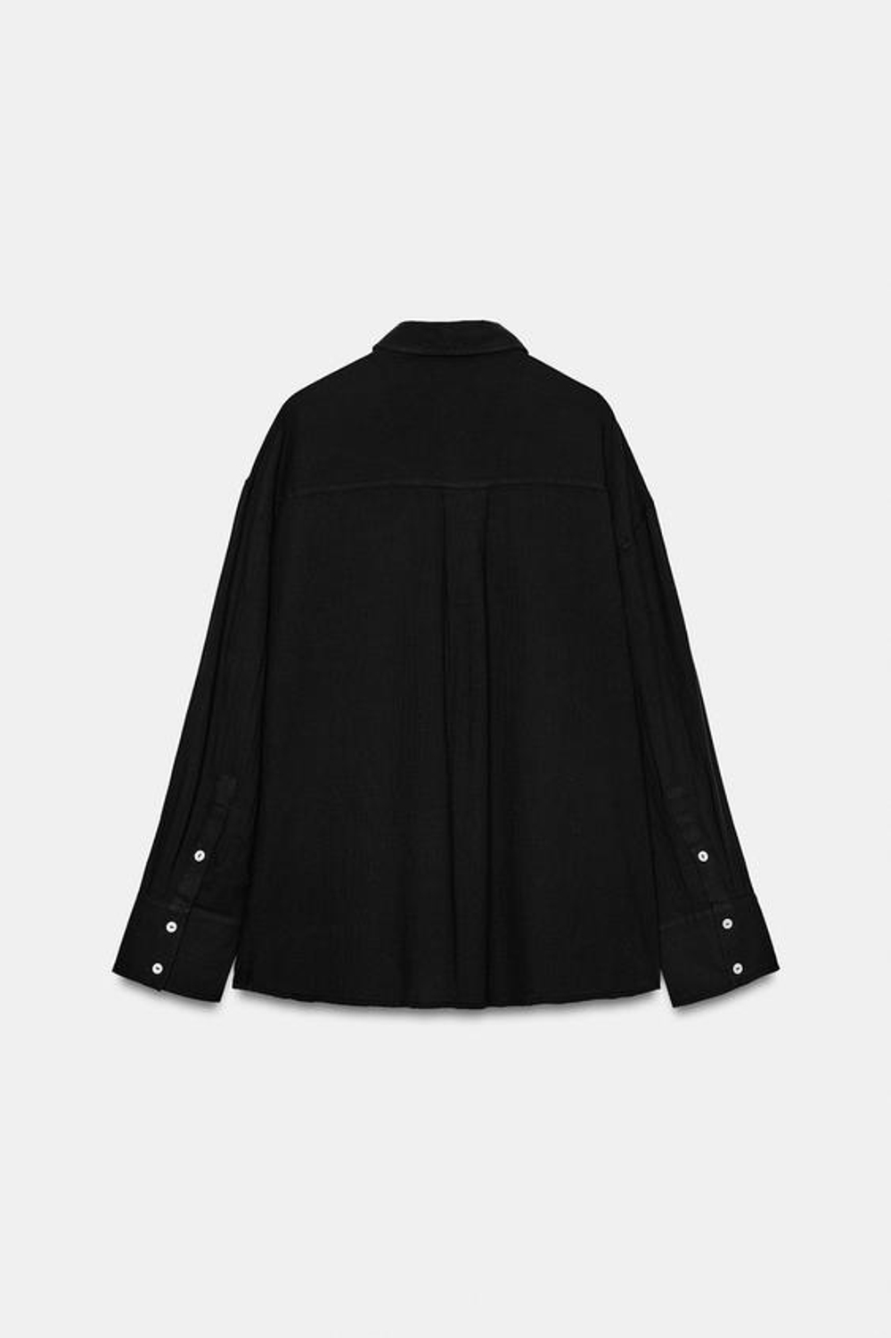 ZARA РУБАШКА ОВЕРСАЙЗ С КАРМАНОМ, ЧЕРНЫЙ