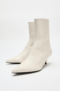 ZARA КОЖАНЫЕ БОТИЛЬОНЫ, БЕЛЫЙ
